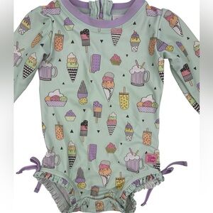 Ruffle Butts Mint Ice Cream Print Bodysuit